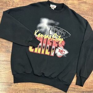Vintage Kansas City Chiefs Sweatshirt  XL 1995 Locker‎ Line Lightning Logo Black
